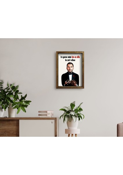 Kişiye Özel Godfather Baba Karikatürlü Doğal Masif Ahşap Çerçeveli Tablo-9 fırsatları