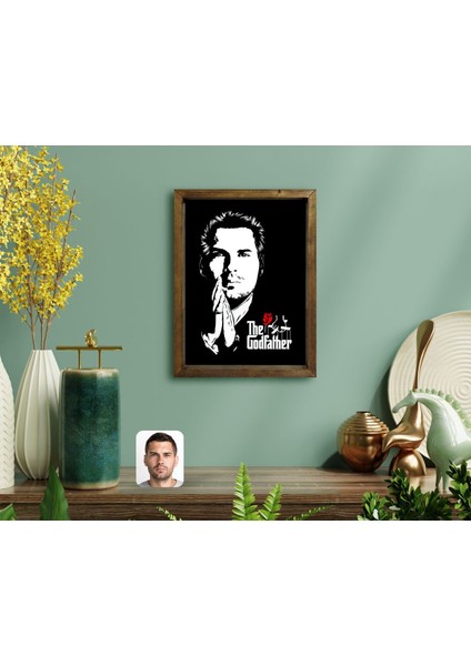 Kişiye Özel Godfather Baba Tasarımlı Doğal Masif Ahşap Çerçeveli Tablo-1