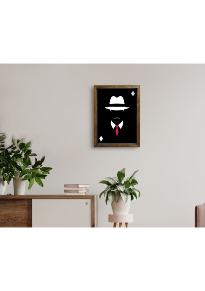 Gift Godfather Baba Tasarımlı Doğal Masif Ahşap Çerçeveli Tablo-14
