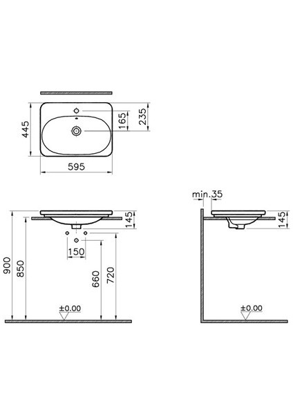 Nest Trendy 5685B003-0001 Tezgah Lavabo, 60 cm
