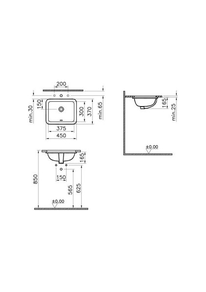 S20 547B003-0618 Tezgah Altı Lavabo, 38 cm
