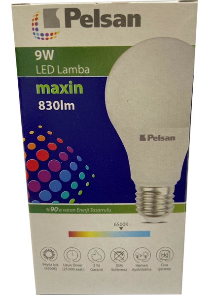 9W Beyaz Işık 6500K E27 LED Ampul 10'lu