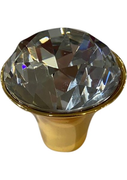 Glame Jr Düğme Kulp Parlak Pirinç Kristal 33 Mm.