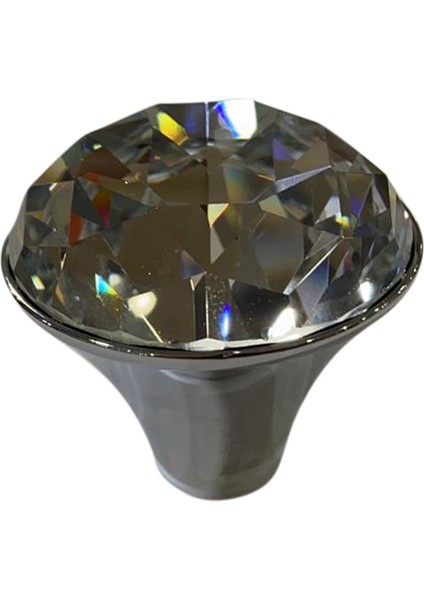 Glame Jr Düğme Kulp Parlak Krom Kristal 33 Mm.