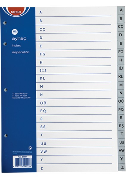 Seperatör A-Z Harfli