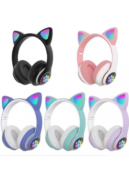 Kablosuz Kedi Kulaklık Işıklı Kulaküstü Mikrofonlu Bluetooth Hafıza Kartı Girişli Çocuk Kulaklığı Wireless fiyatları