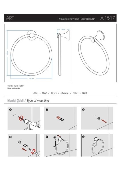 A.1517A Art Altın Yuvarlak Havluluk fiyatları