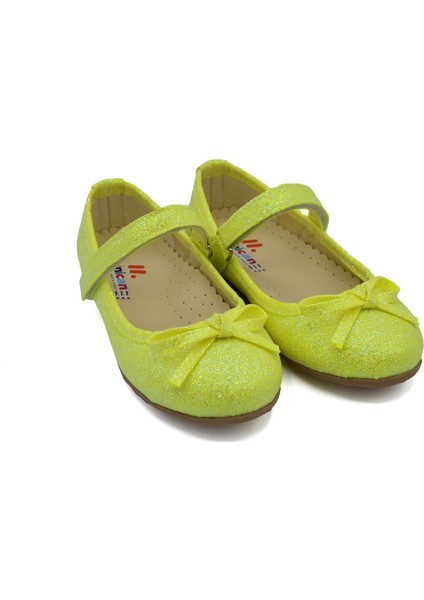 Kız Çocuk Simli Fiyonklu Renkli Babet