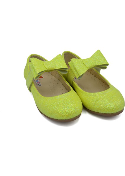 Kız Çocuk Kurdeleli Simli Renkli Babet