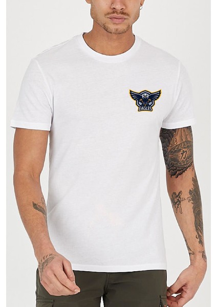 Arkası Eagle Kartal Baskılı Bisiklet Yaka Erkek Tişört fiyatları