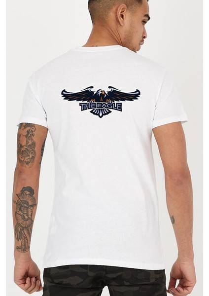 Arkası The Eagle Kartal Baskılı Bisiklet Yaka Erkek Tişört