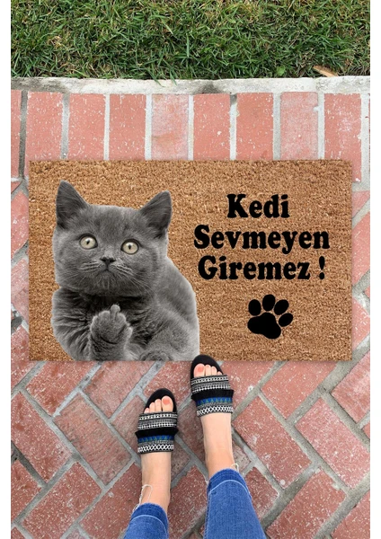 Buket Home Kedi Sevmeyen Giremez Iç ve Dış Mekan Dekoratif Çok Amaçlı Kapı Önü Paspası