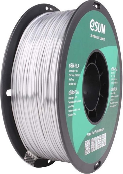 Esun Esilk 1.75MM Parlak Yüzeyli Gümüş Filament - Silver