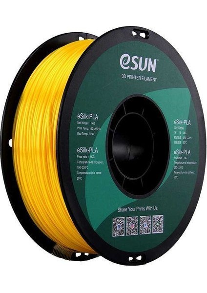 Esun Esilk 1.75MM Parlak Yüzeyli Sarı Filament - Yellow