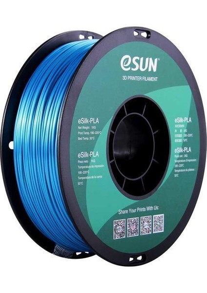 Esilk 1.75MM Parlak Yüzeyli Camgöbeği Filament - Cyan