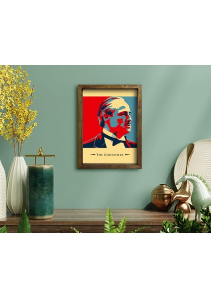 Gift Godfather Baba Tasarımlı Doğal Masif Ahşap Çerçeveli Tablo 45X65CM-24