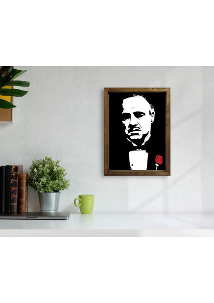 Gift Godfather Baba Tasarımlı Doğal Masif Ahşap Çerçeveli Tablo-20