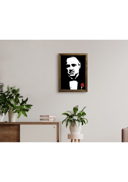 Gift Godfather Baba Tasarımlı Doğal Masif Ahşap Çerçeveli Tablo-20