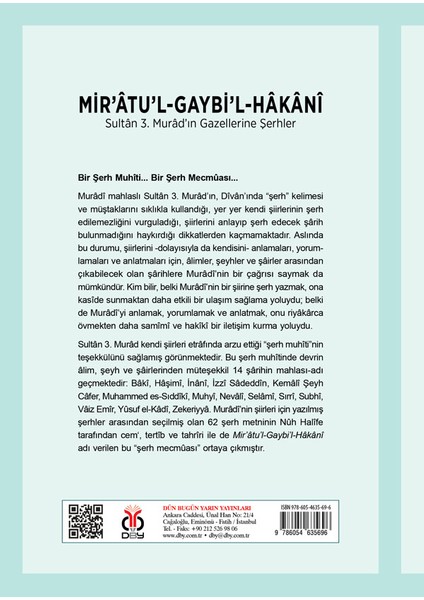 Dby Yayınları Mir’âtü’l-Gaybi’l-Hâkânî / Sultân 3. Murâd’ın Gazellerine Şerhler - Abdülkadir Dağlar