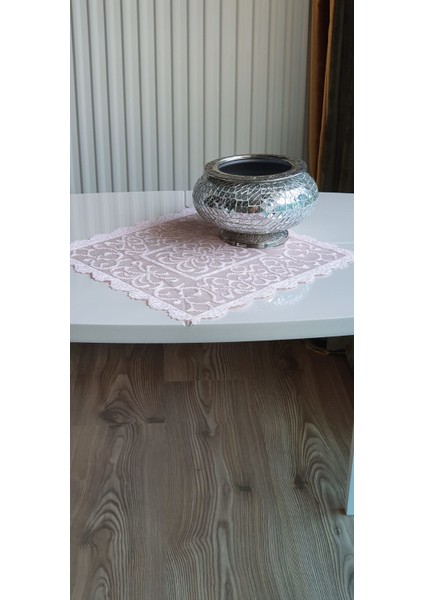 Osmanlı Desen Örme Peçete 6 Adet Pembe