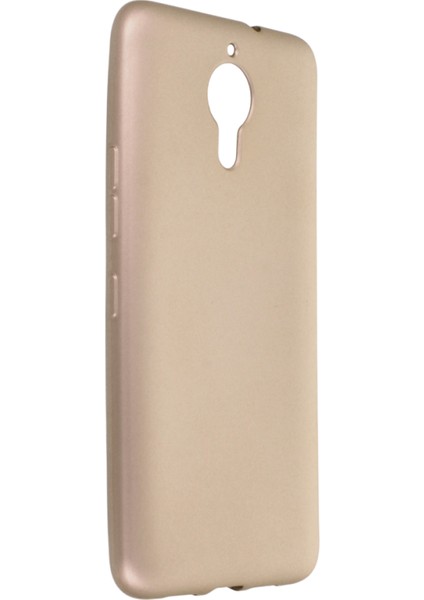 General Mobile Gm 5 Plus Kılıf Yumuşak Dokulu Silikon + Ekran Koruyucu Cam Gold