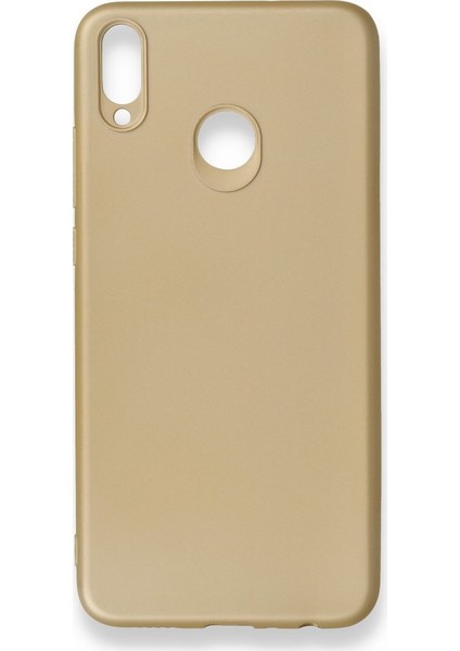 Huawei Honor 8x Kılıf Yumuşak Dokulu Silikon + Ekran Koruyucu Cam Gold