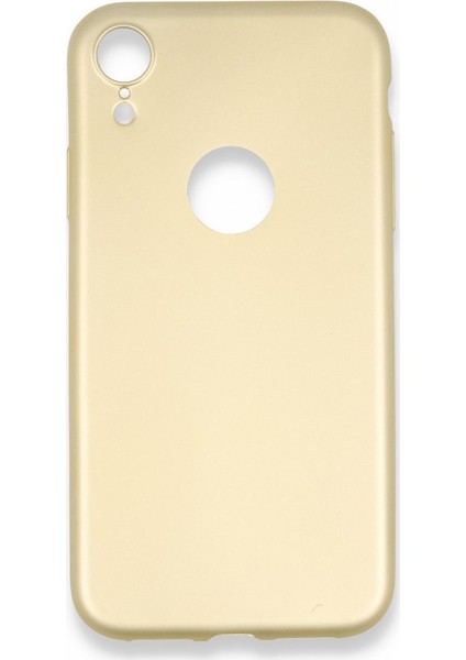 iPhone Xr Kılıf Yumuşak Dokulu Silikon + Ekran Koruyucu Cam Gold