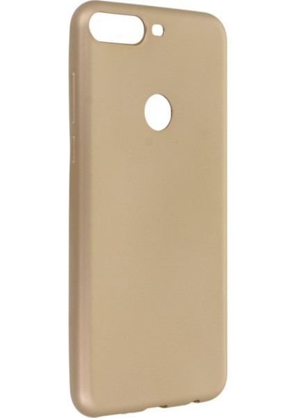 Huawei Y7 2018 Kılıf Yumuşak Dokulu Silikon + Ekran Koruyucu Cam Gold