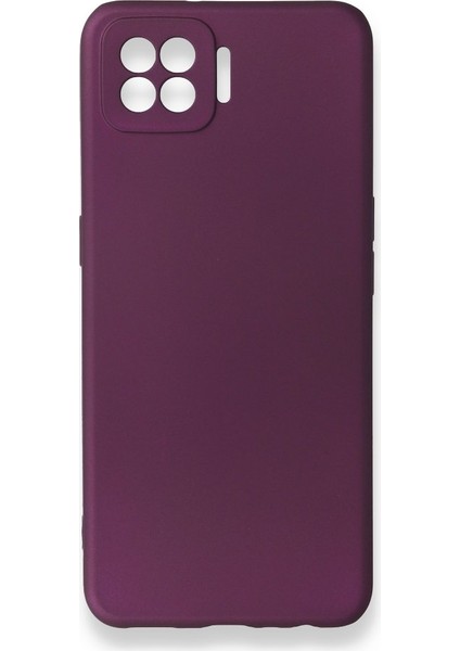 Oppo A73 Kılıf Yumuşak Dokulu Silikon + Ekran Koruyucu Cam Mürdüm