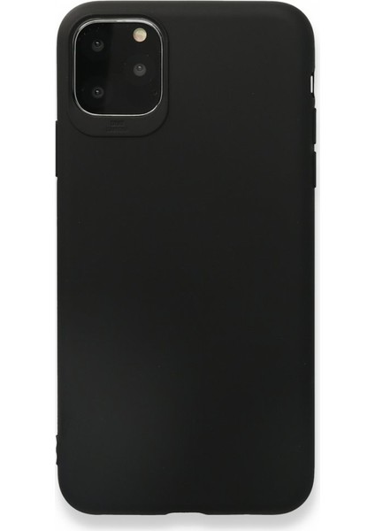 iPhone 11 Pro Max Kılıf Yumuşak Dokulu Silikon + Ekran Koruyucu Cam Siyah