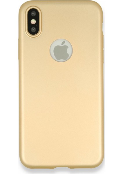iPhone x Kılıf Yumuşak Dokulu Silikon + Ekran Koruyucu Cam Gold
