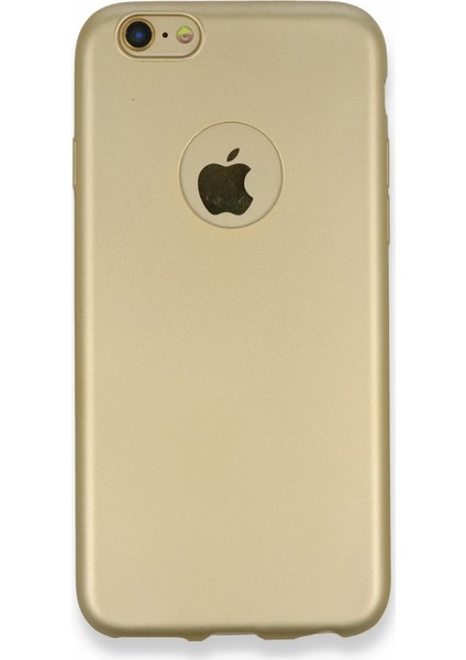 iPhone 6 Kılıf Yumuşak Dokulu Silikon + Ekran Koruyucu Cam Gold