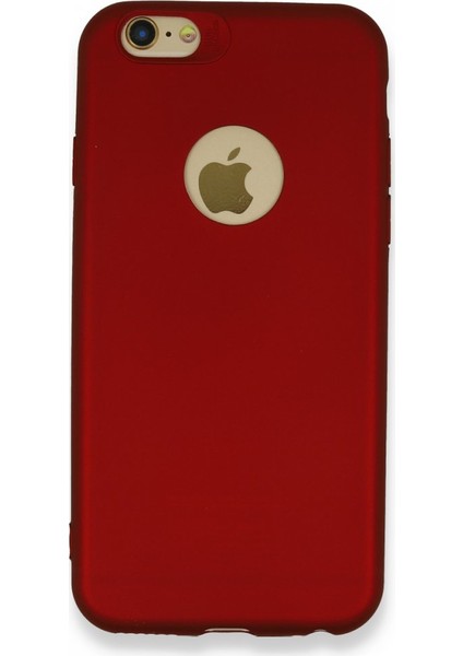 iPhone 6 Kılıf Yumuşak Dokulu Silikon + Ekran Koruyucu Cam Bordo