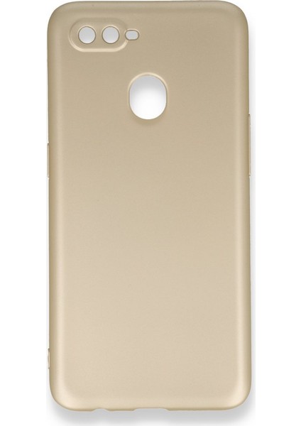 Oppo A12 Kılıf Yumuşak Dokulu Silikon + Ekran Koruyucu Cam Gold