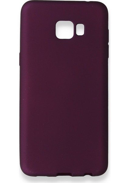 Samsung Galaxy C5 Pro Kılıf Yumuşak Dokulu Silikon + Ekran Koruyucu Cam Mürdüm