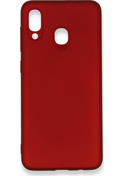 Samsung Galaxy A30 Kılıf Yumuşak Dokulu Silikon + Ekran Koruyucu Cam Bordo