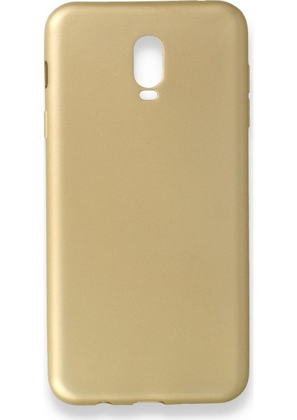 Samsung Galaxy C8 Kılıf Yumuşak Dokulu Silikon + Ekran Koruyucu Cam Gold