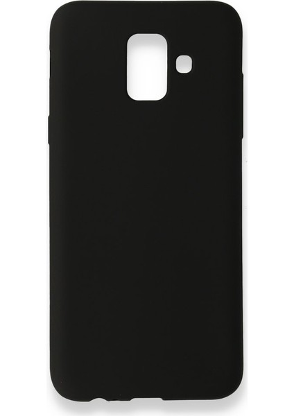 Samsung Galaxy A6 2018 Kılıf Yumuşak Dokulu Silikon + Ekran Koruyucu Cam Siyah