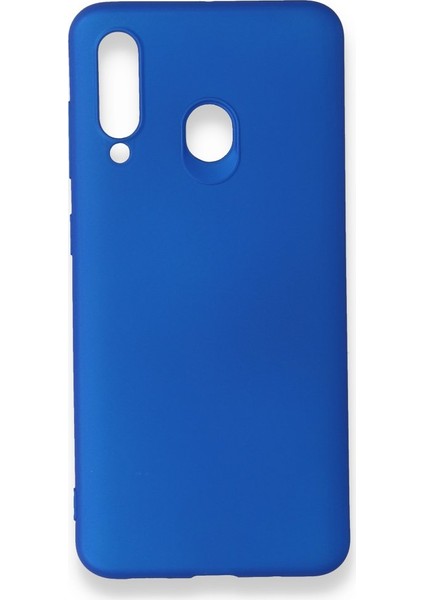 Samsung Galaxy A60 Kılıf Yumuşak Dokulu Silikon + Ekran Koruyucu Cam Mavi