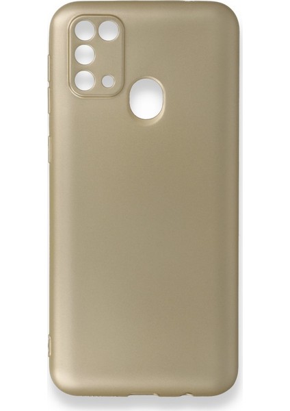 Samsung Galaxy M31 Kılıf Yumuşak Dokulu Silikon + Ekran Koruyucu Cam Gold