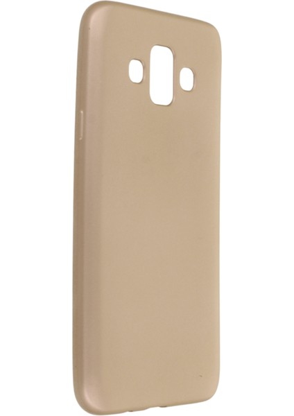 Samsung Galaxy J7 Duo Kılıf Yumuşak Dokulu Silikon + Ekran Koruyucu Cam Gold