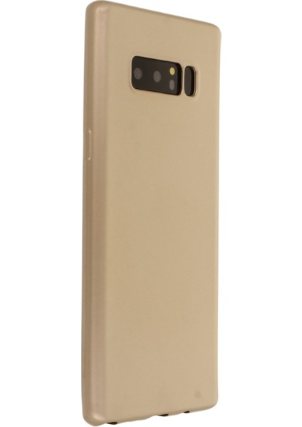 Samsung Galaxy Note 8 Kılıf Yumuşak Dokulu Silikon + Ekran Koruyucu Cam Gold