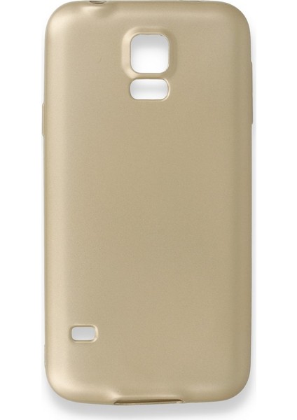 Samsung Galaxy S5 Kılıf Yumuşak Dokulu Silikon + Ekran Koruyucu Cam Gold
