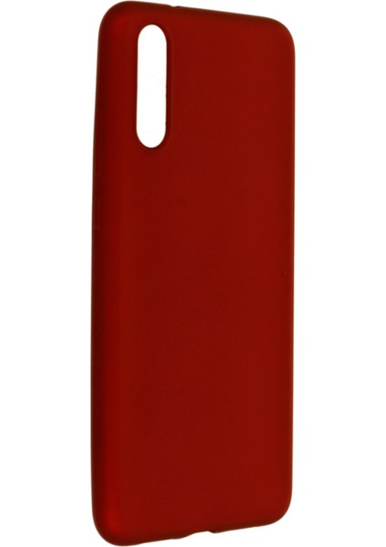 Huawei P20 Kılıf Yumuşak Dokulu Silikon + Ekran Koruyucu Cam Bordo