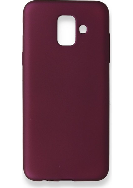 Samsung Galaxy A6 2018 Kılıf Yumuşak Dokulu Silikon + Ekran Koruyucu Cam Mürdüm