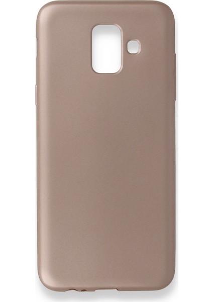 Samsung Galaxy A6 2018 Kılıf Yumuşak Dokulu Silikon + Ekran Koruyucu Cam Rose Gold