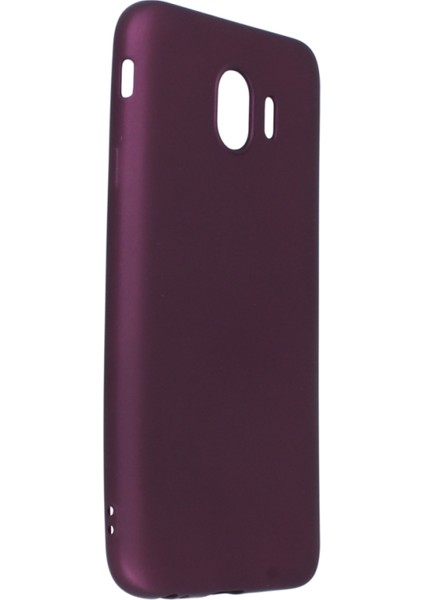 Samsung Galaxy J4 Kılıf Yumuşak Dokulu Silikon + Ekran Koruyucu Cam Mürdüm