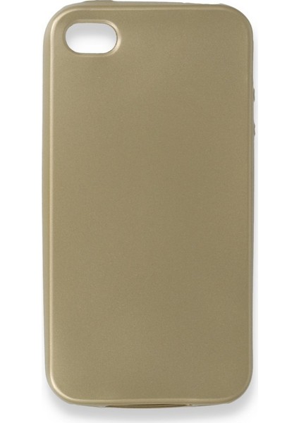 iPhone 4 Kılıf Yumuşak Dokulu Silikon + Ekran Koruyucu Cam Gold