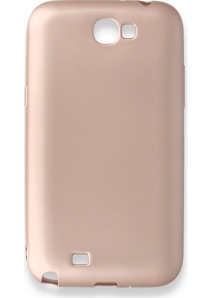Samsung Galaxy Note 2 / N7100 Kılıf Yumuşak Dokulu Silikon + Ekran Koruyucu Cam Rose Gold
