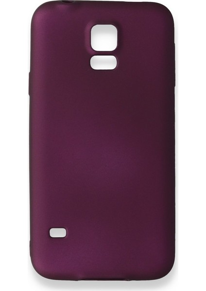 Samsung Galaxy S5 Kılıf Yumuşak Dokulu Silikon + Ekran Koruyucu Cam Mürdüm